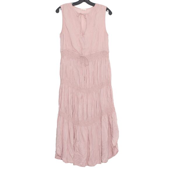 Dress Cottage Coquette Prairie Romantic Academia Boho Coastal Midi Pink Small - Picture 1 of 5